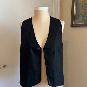 GAP Women's Linen Blend Vest | Black, Size L, NWT